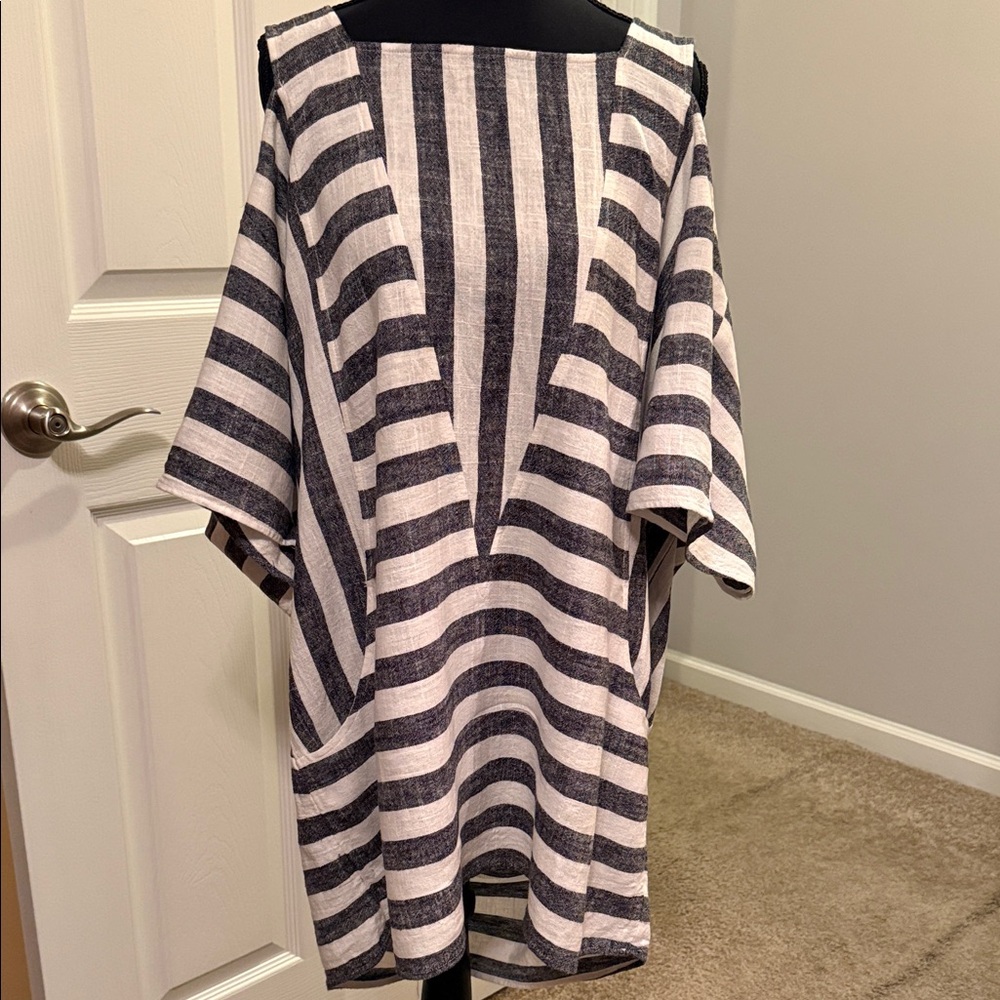 Soft Surroundings Black and White Striped Top